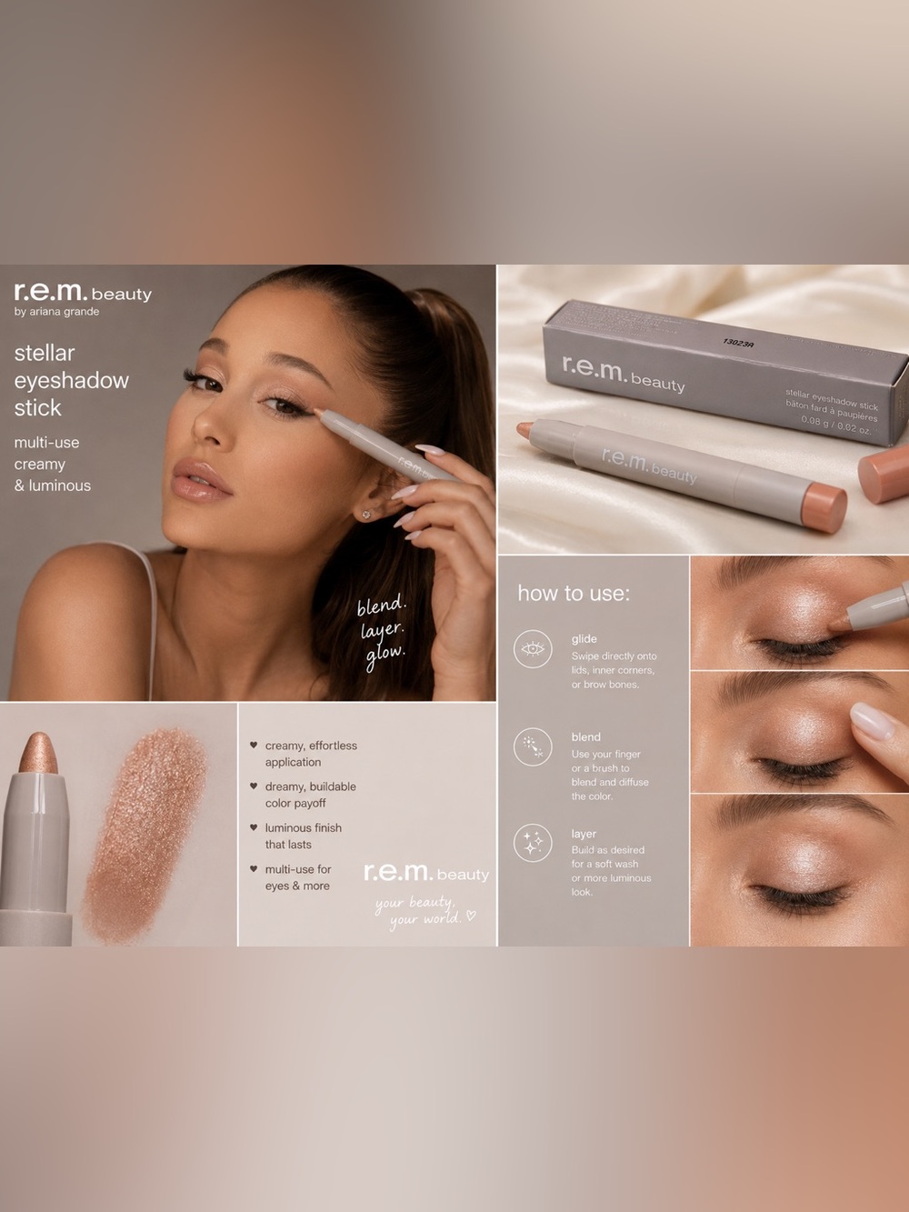 r.e.m. beauty Creamy Eyeshadow Stick — Starlight shade
